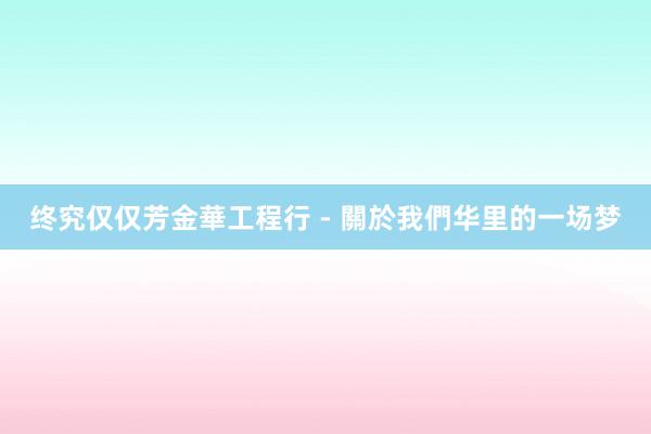 终究仅仅芳金華工程行 - 關於我們华里的一场梦